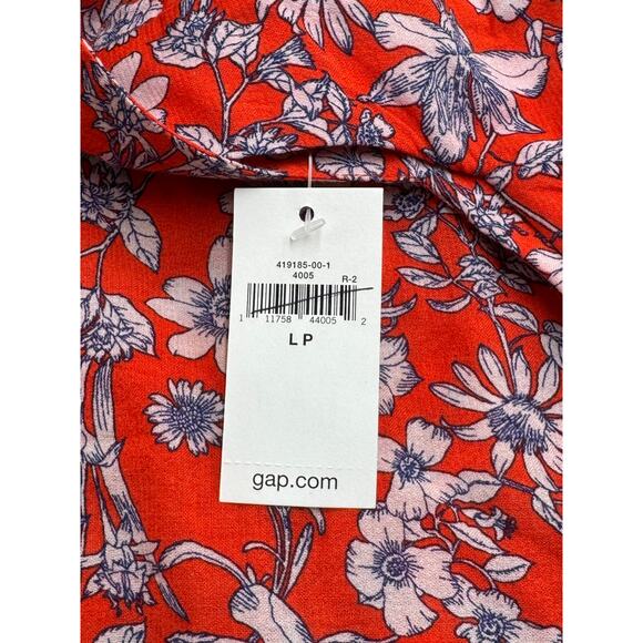 Gap · Large Petite · Blouson Sleeve Square Neck Blouse · Red Floral · NWT - Picture 9 of 11